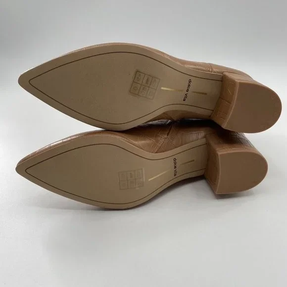 Dolce Vita Women’s Bel Booties Cafe Croc Croco Print Leather Tan sz 9 NEW IN BOX - Picture 7 of 8